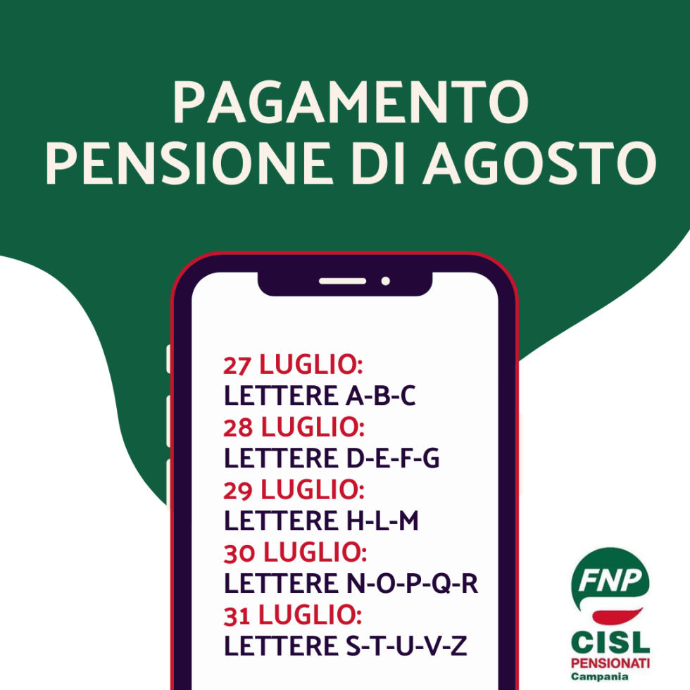 Pensioni agosto: in pagamento dal 27 luglio, ecco il calendario