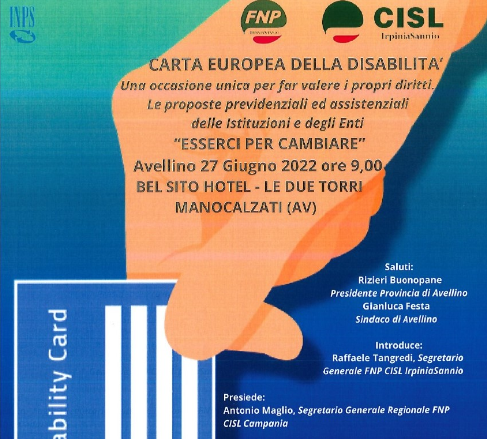 Carta europea della disabilità: il convegno ad Avellino