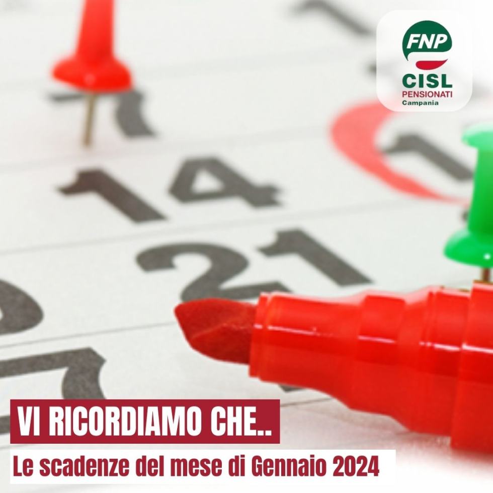 Le scadenze di Gennaio 2024