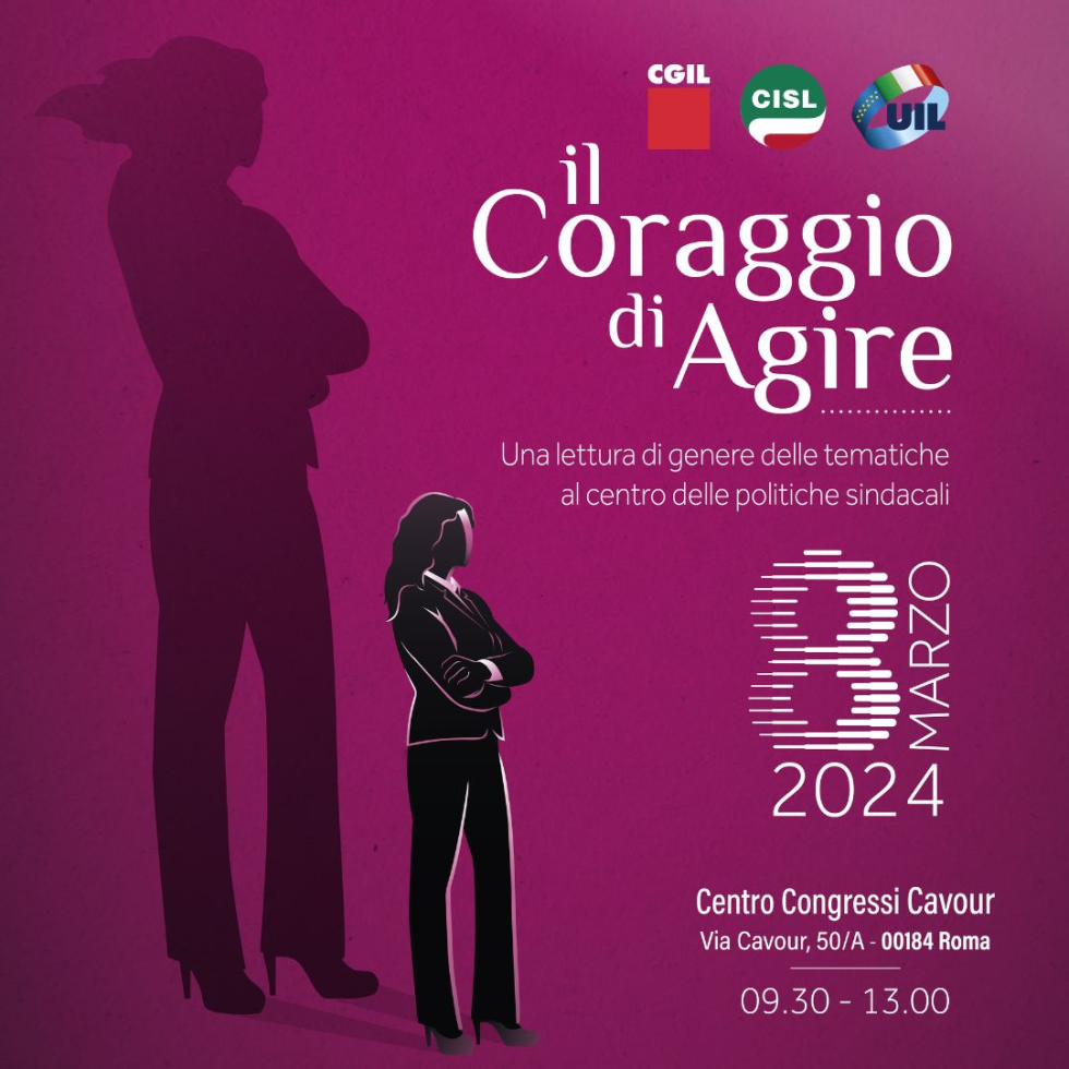 8 Marzo 2024. A Roma l’iniziativa di Cgil Cisl Uil per promuovere la piena parità di genere e rimuovere discriminazioni e divari