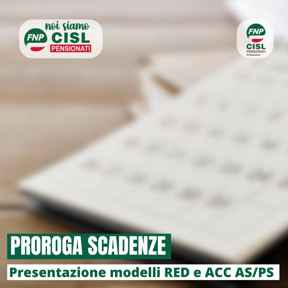 Scadenze termini di presentazione modelli RED e ACC AS/PS