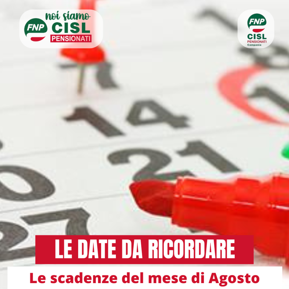 Vi ricordiamo che... scadenze e date utili del mese di agosto