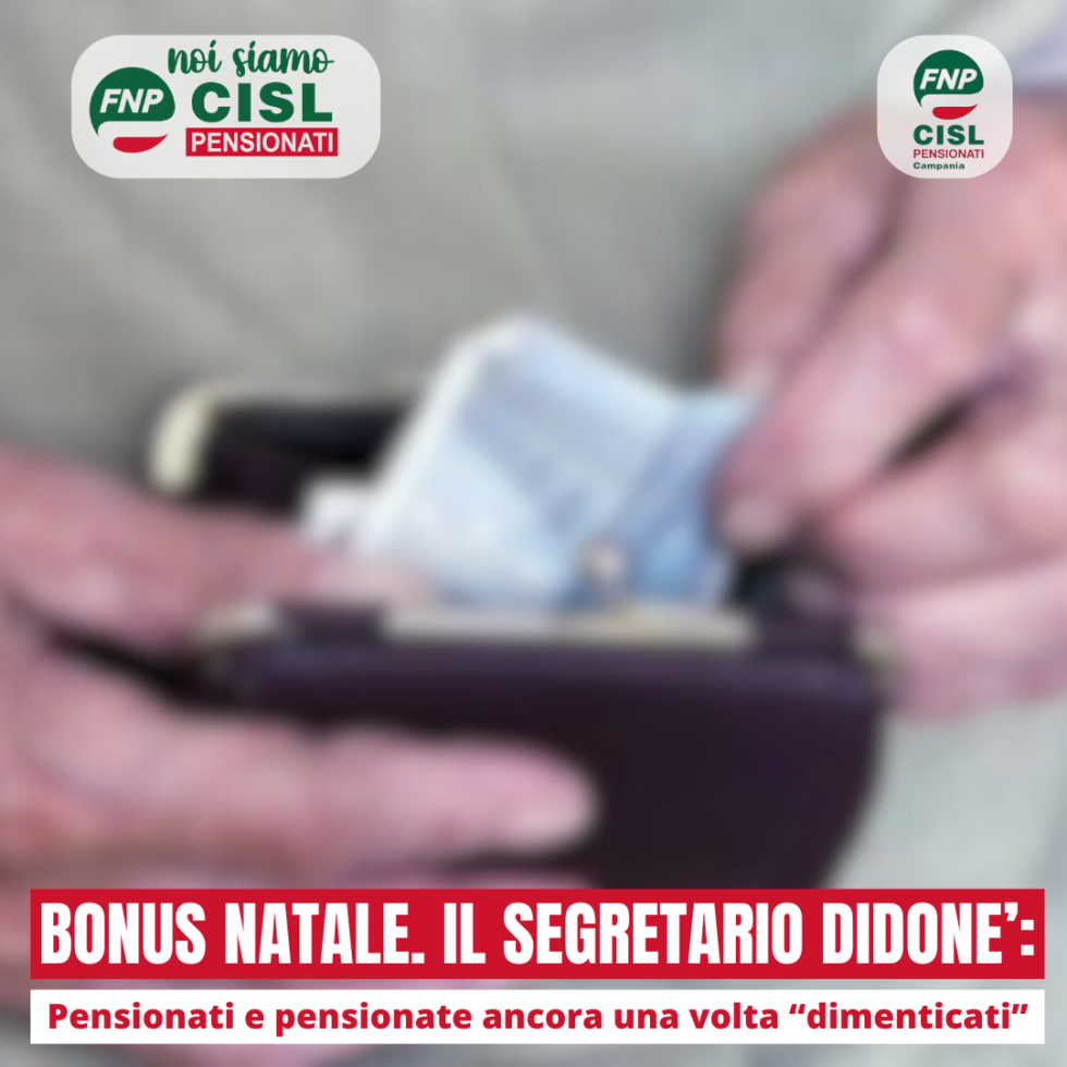Bonus Natale. Emilio Didonè: pensionate e pensionati ancora una volta 