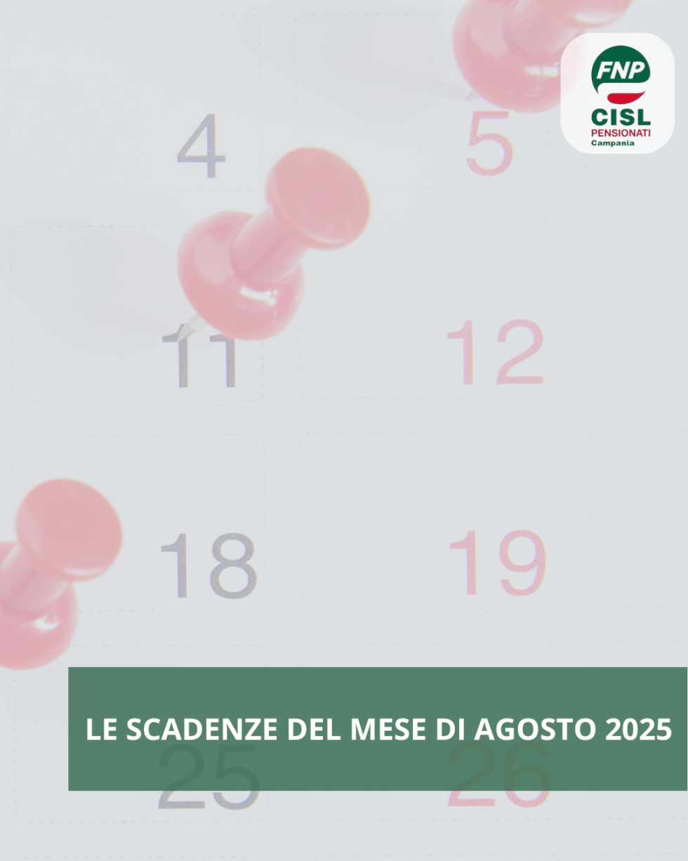 Le scadenze del mese di Agosto 2025