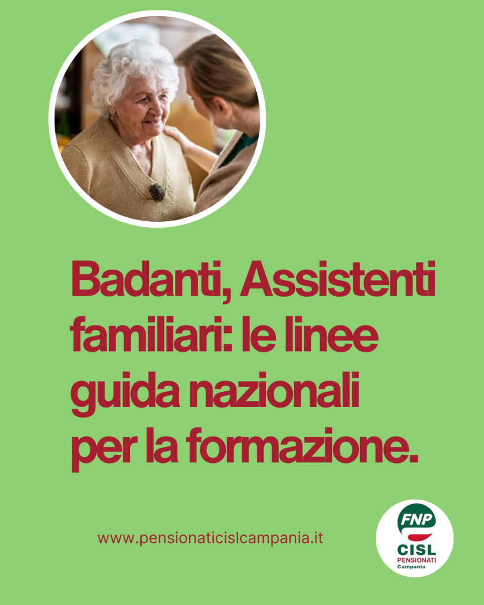 Badanti, Assistenti familiari: le linee guida nazionali per la formazione