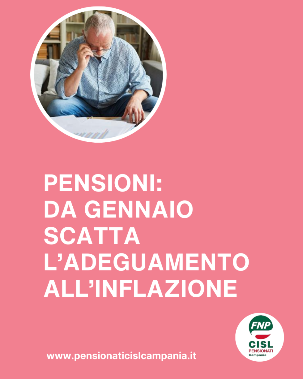 Pensioni: da gennaio scatta l'adeguamento all'inflazione
