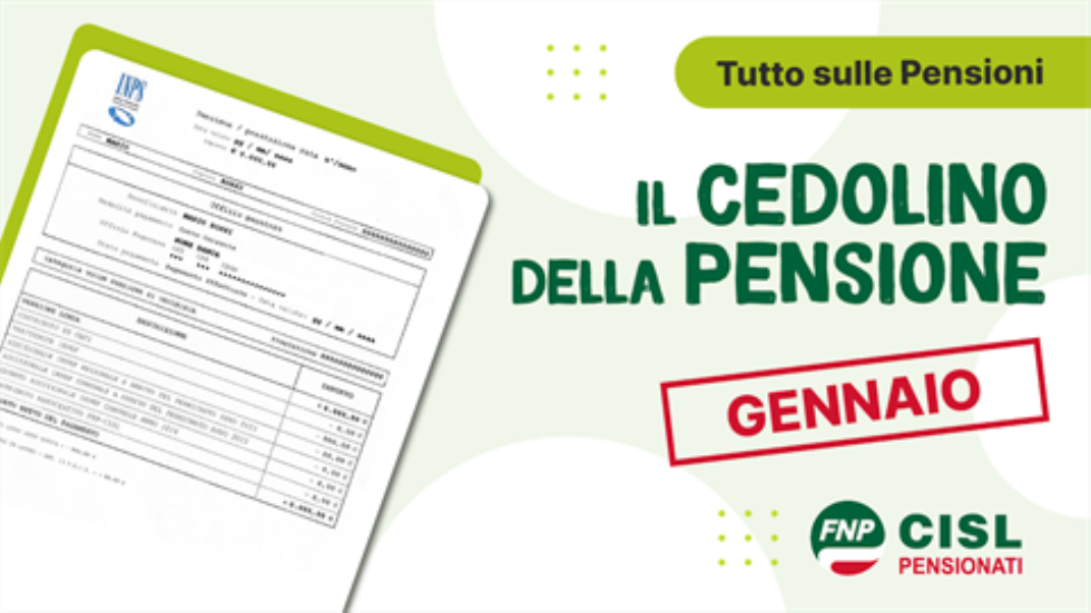 Cedolino pensione di gennaio 2026, le informazioni utili