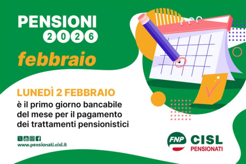 Pensione febbraio 2026, il calendario dei pagamenti