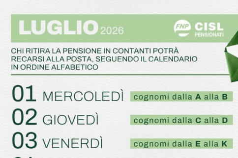 Pensioni luglio 2026: il calendario dei pagamenti 