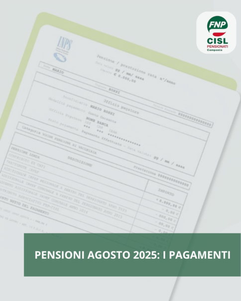 Pensione di agosto 2025, il calendario dei pagamenti
