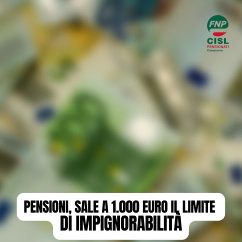 Pensioni, sale a 1.000 euro il limite di impignorabilità