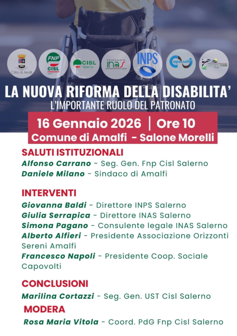 “La nuova riforma della disabilità. L’importante ruolo del patronato”, il 16 gennaio l’incontro