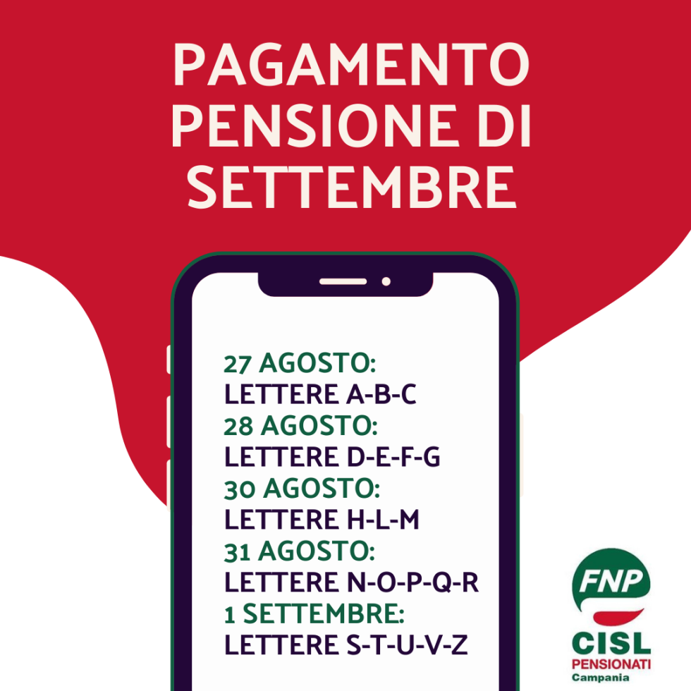 Pensioni settembre pagamento